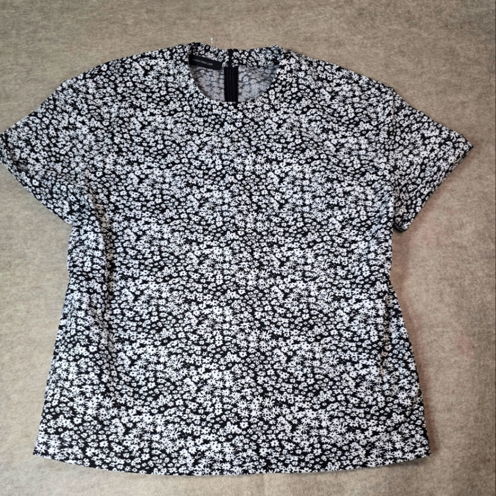 NWT Cedric Charlier Floral Black and White Women's Top w Pocket SIZE 8 $540 ORIG